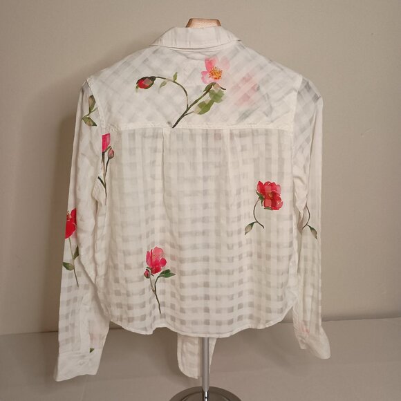 Rails Women’s Kelsey Floral Powder Check Blouse with Front Tie Size S Small - Picture 4 of 16